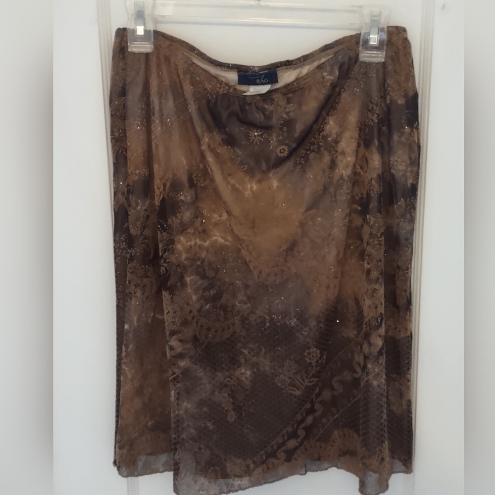 2-pcs Mocha Brown Sparkly Skirt & Free Coordinating Top Combo - Picture 3 of 15